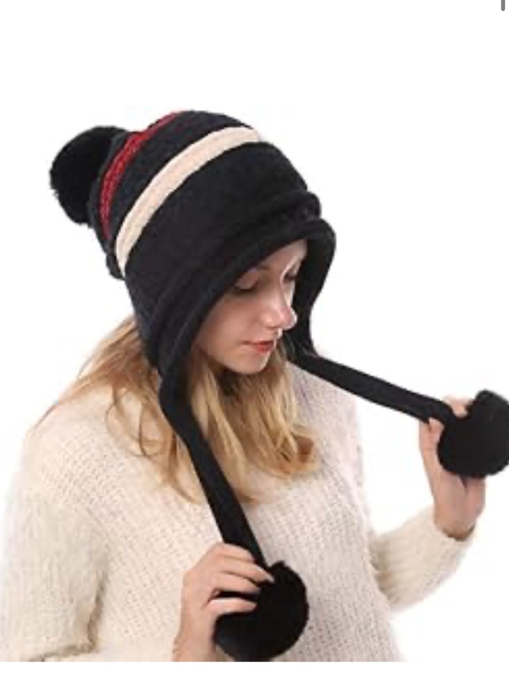 Huamulan Womens Winter Sherpa lined Pom Pom Earflap Hat C81
